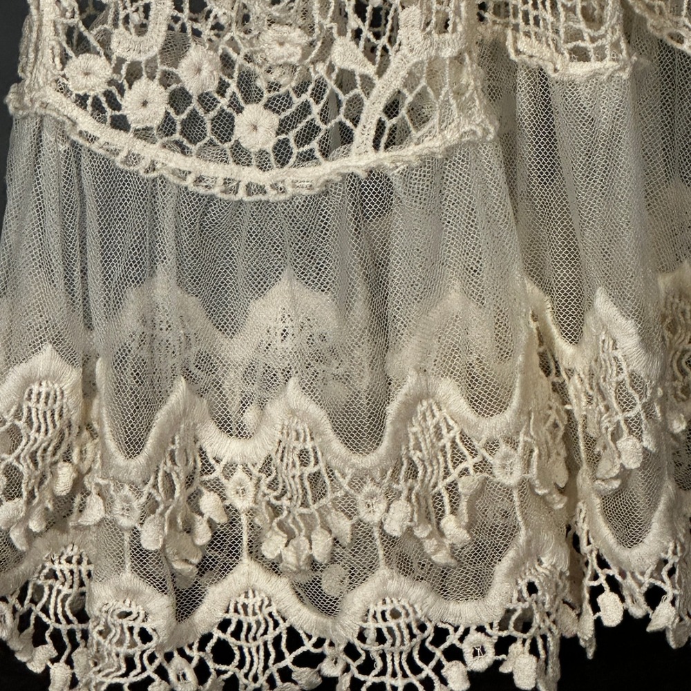 Anthropologie Pins & Needles Tank Small Ivory Lace Sheer Crochet Boho Festival - Picture 12 of 16